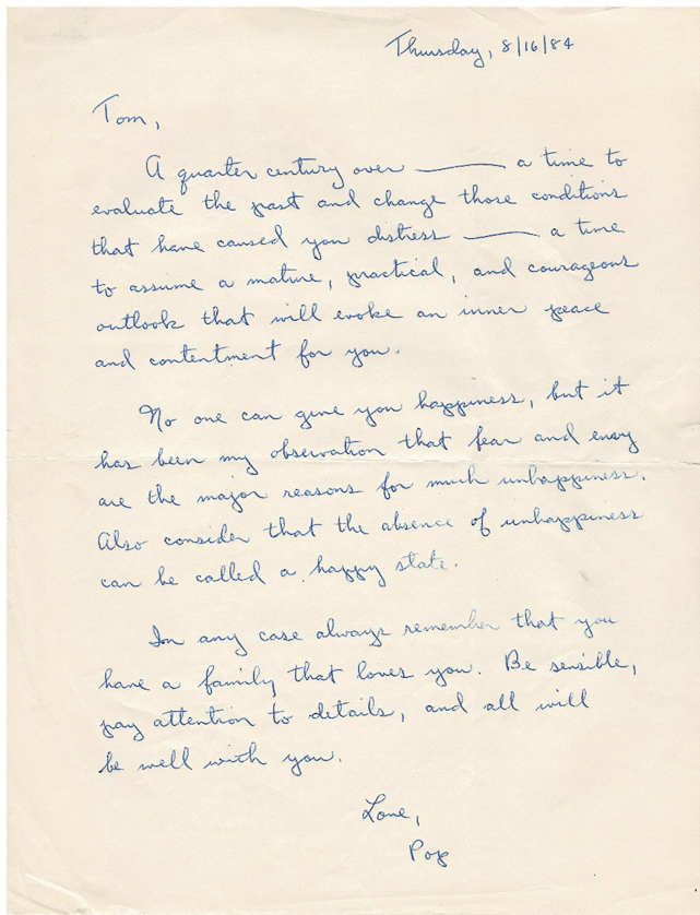 Letter from Dad Aug 1984  ~~  