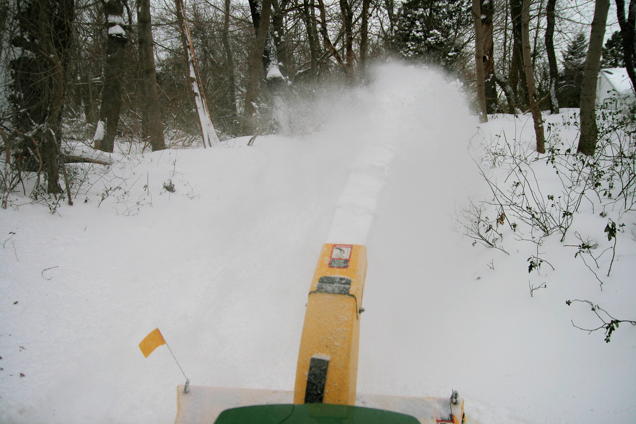 Snowstorm 2009 snow blowing  ~~  Coming up from the barn