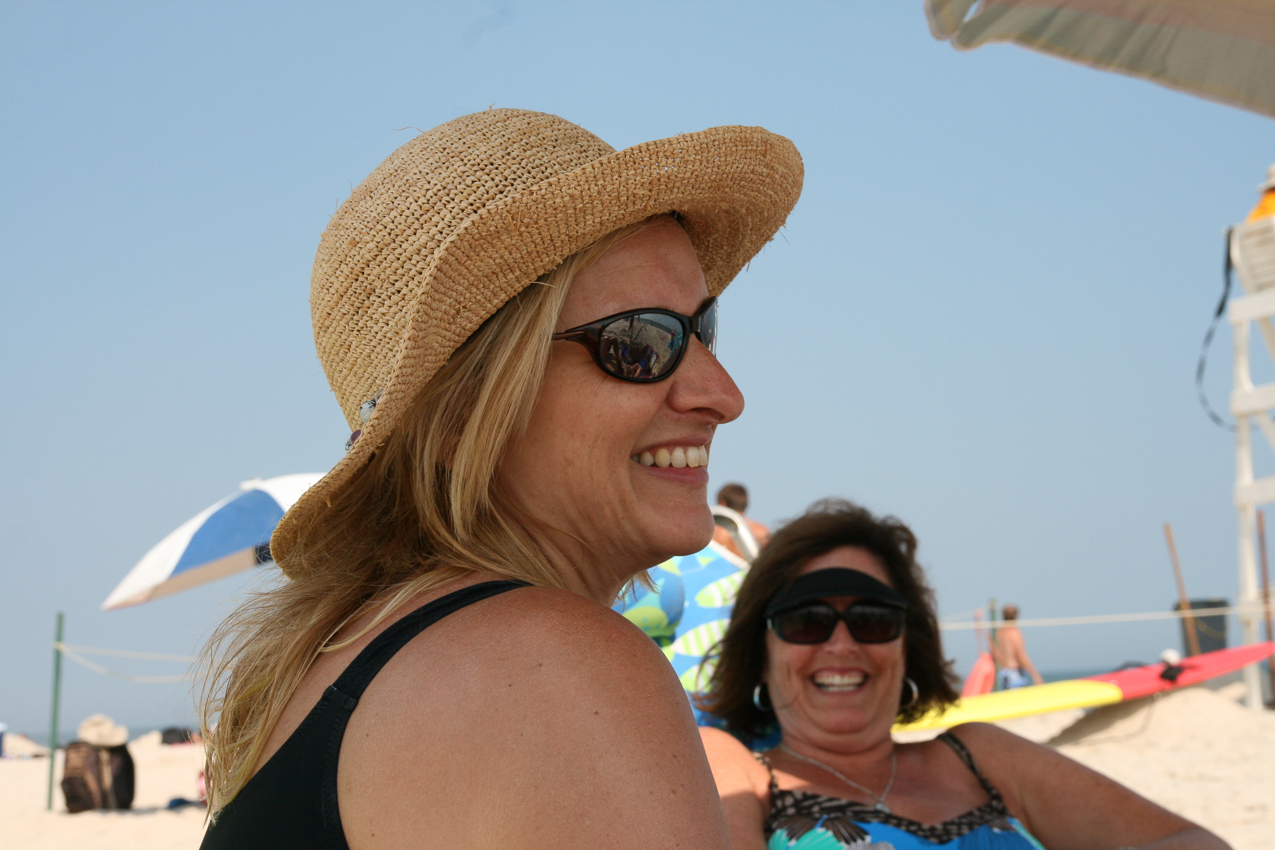 Gret & Dot at Smithpoint beach  ~~  wonderful day, weather, and temp