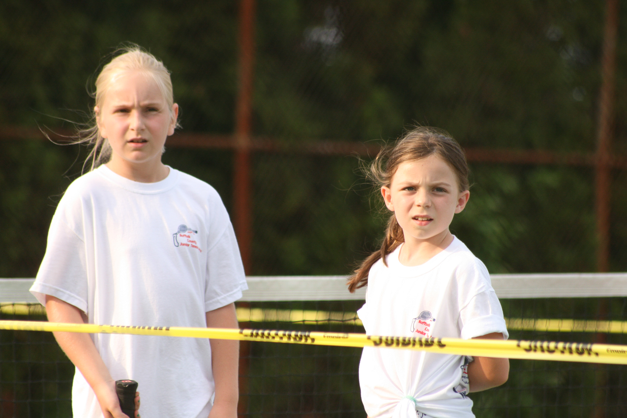 Mary and her partner getting ready for match  ~~  