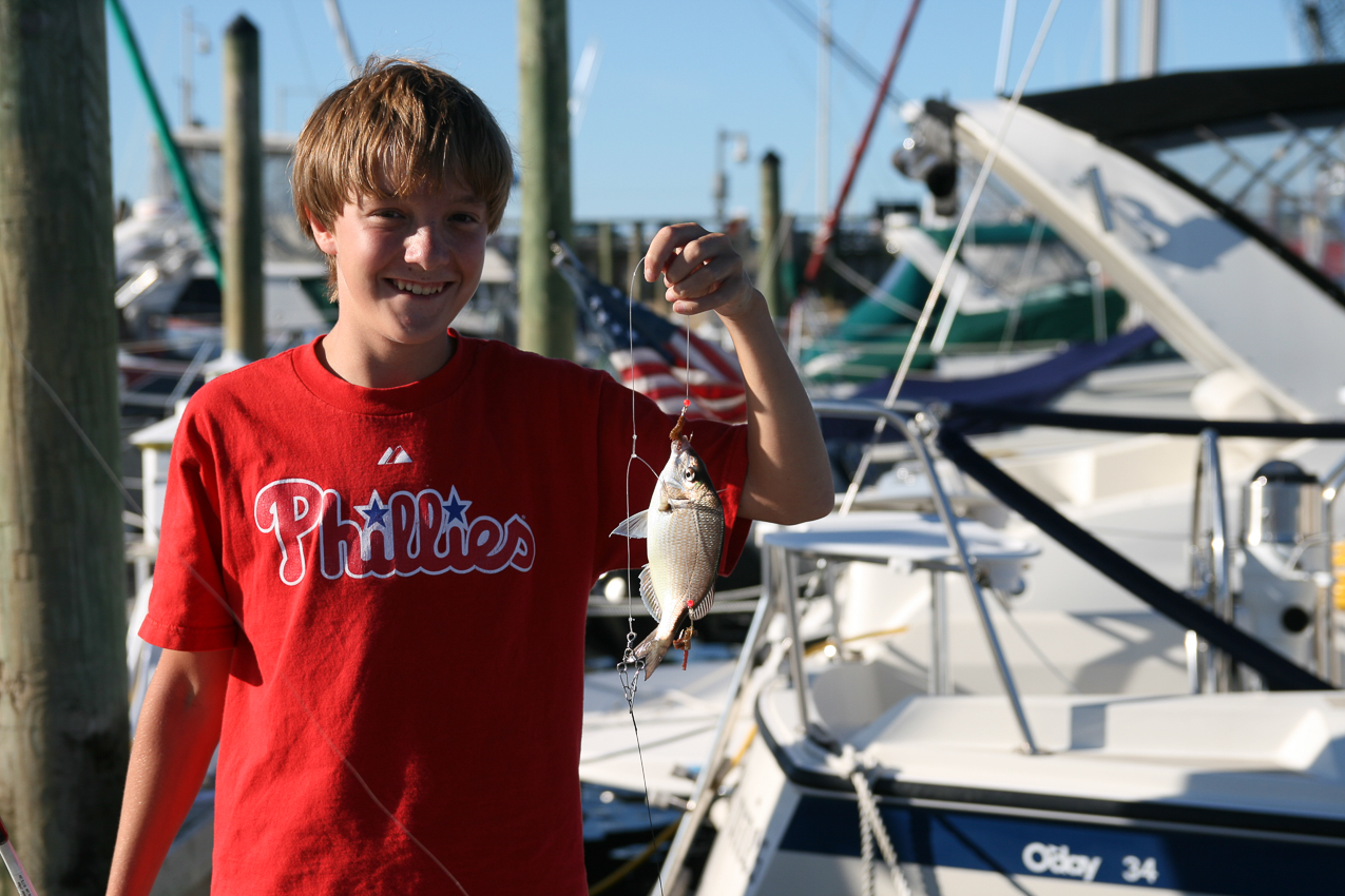 Evan catches a porgy  ~~  