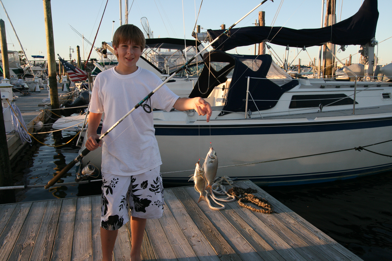 Quinn catches a double porgy  ~~  