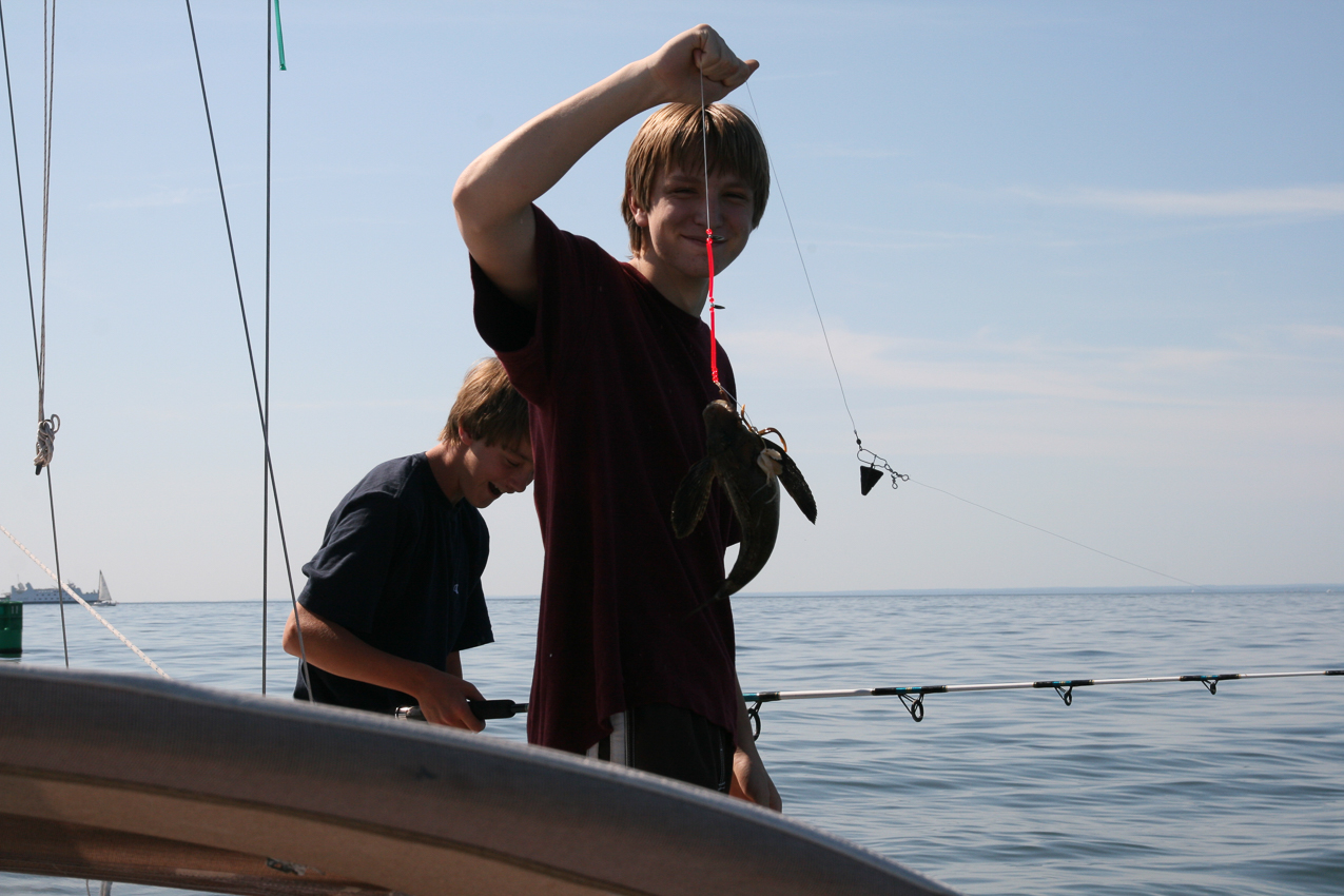 Went out in the Sound for some big fishing action.  ~~  All we caught were Sea Robin's