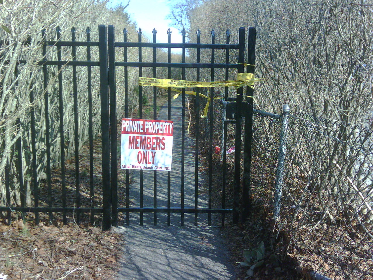 last nor'ester took out the stairs to the beach  ~~  Town closed the steps