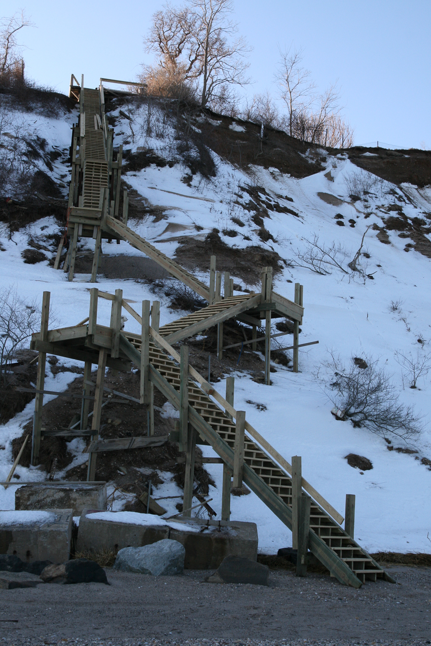 The new stairs for Miller Bluffs Beach Club  ~~  some day railings and maybe finished?