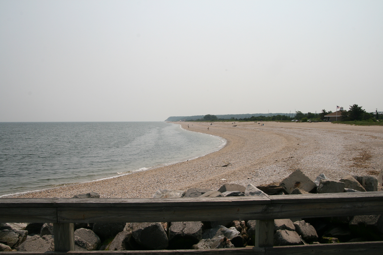 Cedar Beah Pier at the mouth of the harbor  ~~  Our house is 2.69 miles in the trees at the top of the picture.