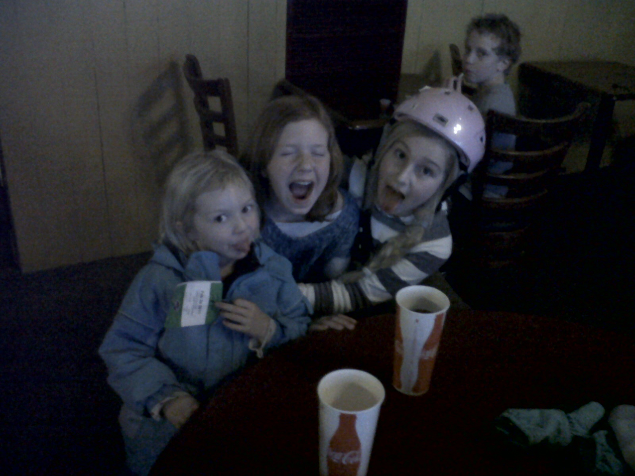 Kaleigh, Laura, & Mary - Haming it up in the lodge  ~~  Thursday Feb 24, Tuxedo Ridge/Sterling Mtn Ski vaca. 2011