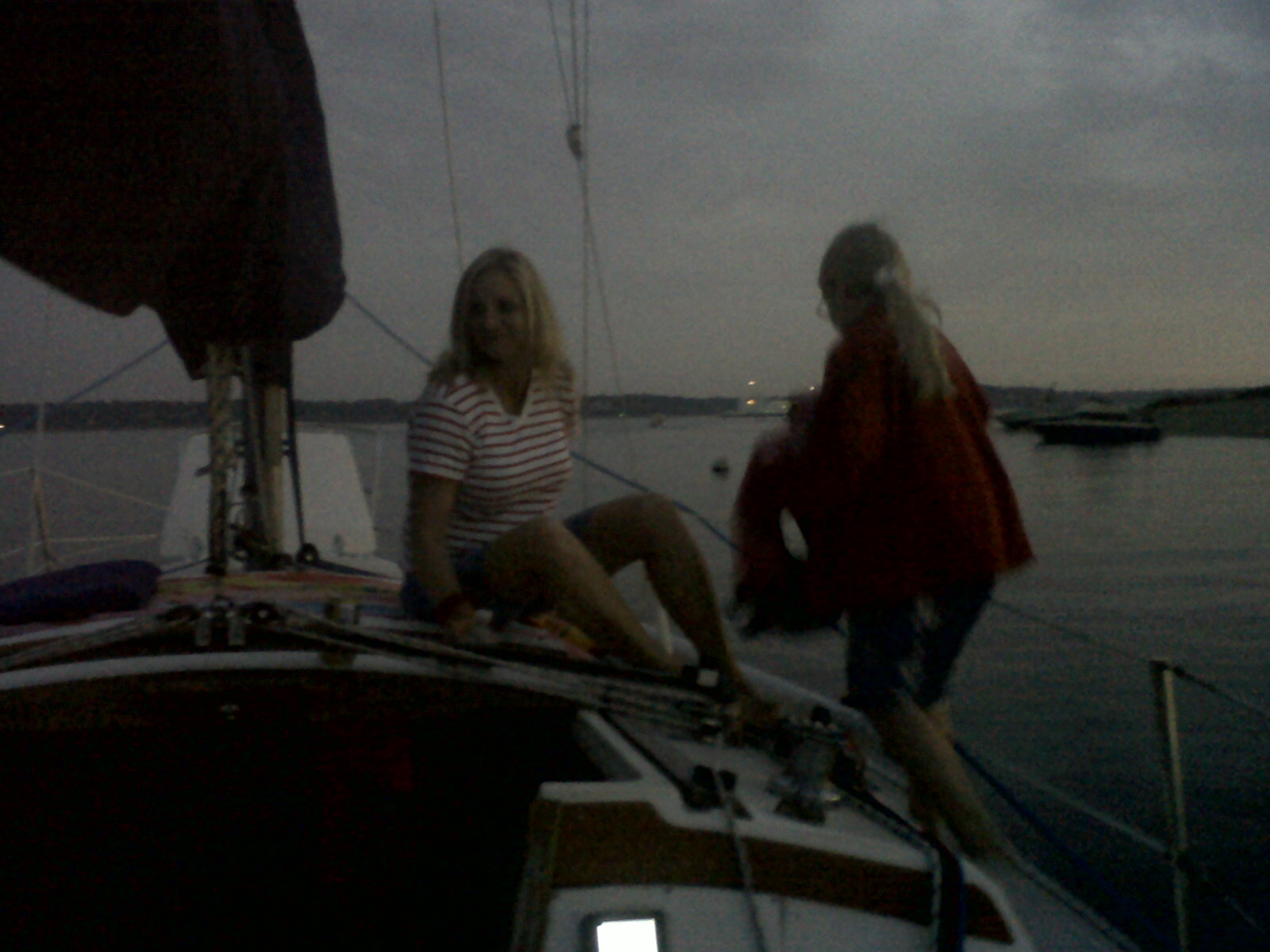 On the USCG mooring ball in PJ.  ~~  nobody dare squat on this mooring.