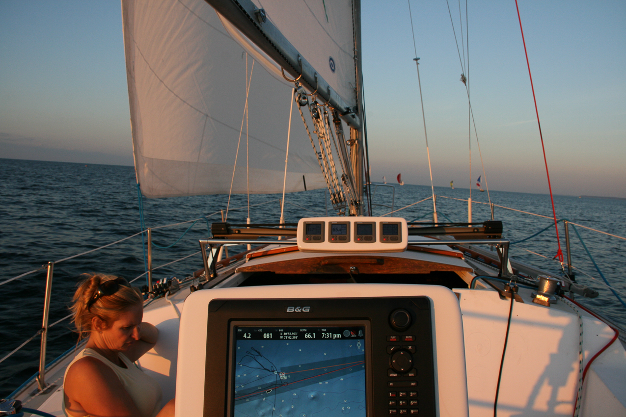 Double Hnded Series with Gret.  ~~  Yes the spinaker boats kicked our can.  We are flying JAM (jib & main) only.