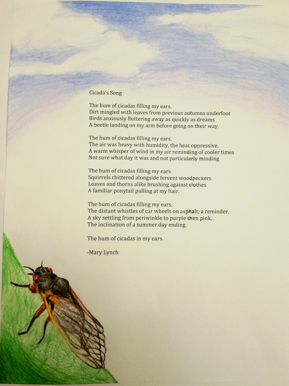 Cicada's Song  ~~  Poem and Illustration by Mary K. Lynch