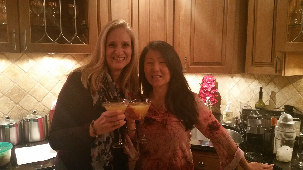 Michelle and Gret testing out a few cocktails  ~~  