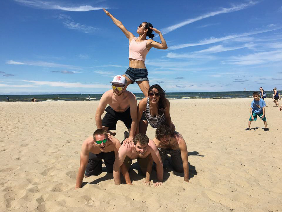 Dan and Lourde and crew at Ontario Beach July 2016 pyramid  ~~  