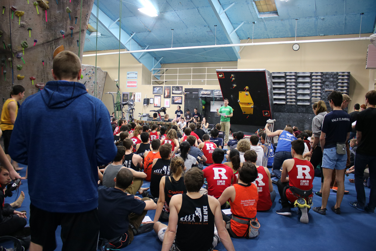 A lot of top schools here:  Army, RIT, Yale, Princeton, Rutgers, etc etc  ~~  USA Climbing Northeast Regionals at Gravity Vault, February 20 2016