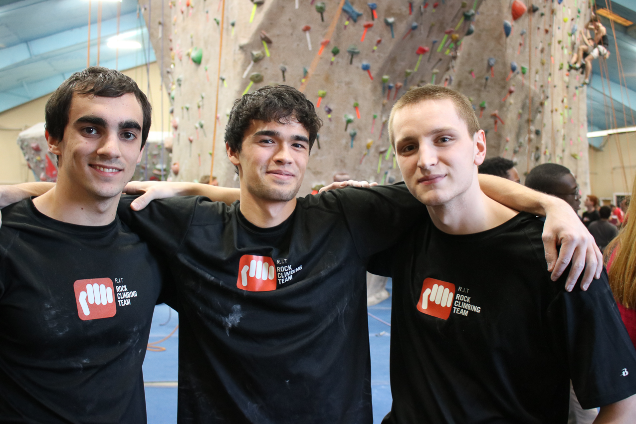 Dan and his buddies.  RIT Climbing  ~~  USA Climbing Northeast Regionals at Gravity Vault, February 20 2016