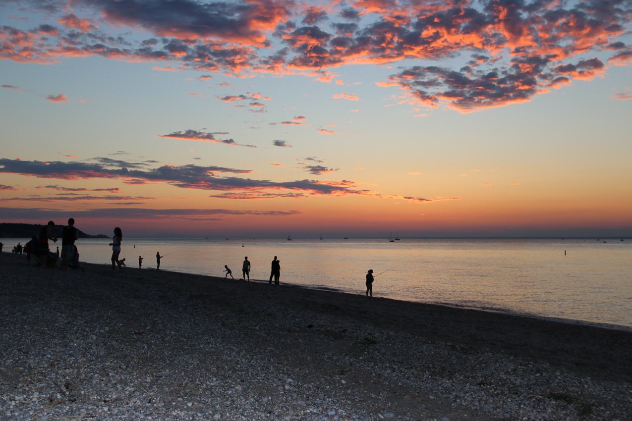 Friday Night at Cedar Beach with friends  ~~  live band in the background, people happily about, a good time