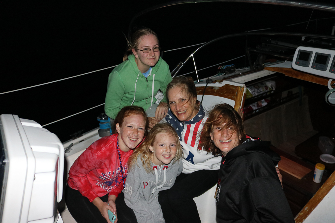 The girls on Akula at the PJ fireworks  ~~  