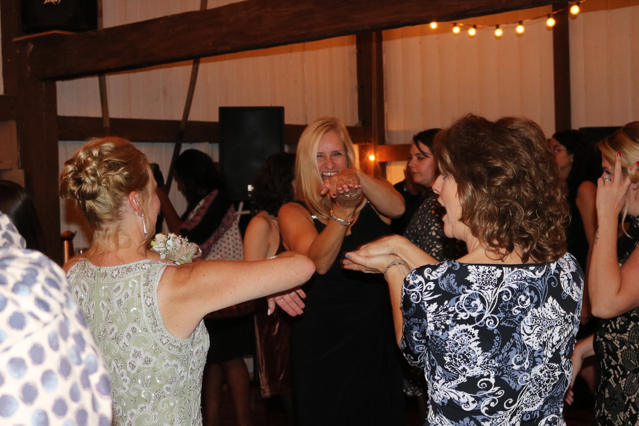 Gret, Mel, Ginny, and all whooping it up  ~~  Solis Gargano Wedding