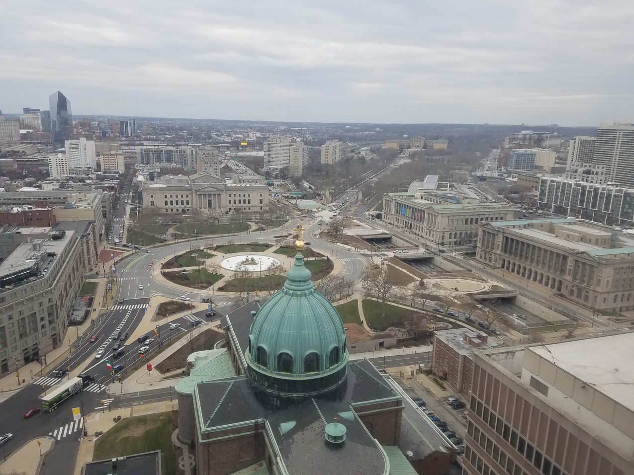 Phila on my Dad's death day 22 years later.  ~~  Went to Ash Weds at the Basillica of St. Peter and Paul in the foreground.  The art museam in the background.