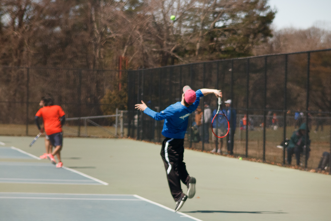 Quinn at SCCC Tennis April 2018 against FIT  ~~  Second Singles and First Doubles