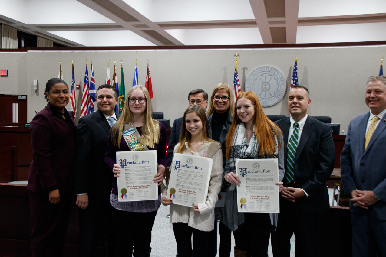Troop 1090 Girl Scout get their Gold Awards  ~~  Proclomation by the Town of Brookhaven November 20 is their day!!