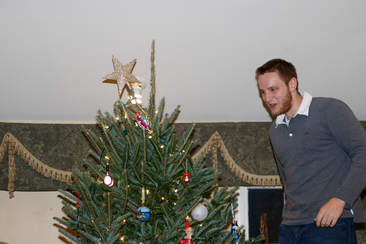 Setting the star of the Lynch Christmas Tree  ~~  