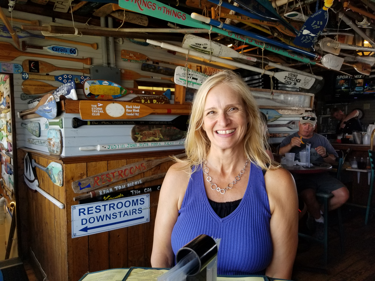 Gret came via walk on ferry from Montauk  ~~  My Long Cruise Bucket List item Block Island Sailing Adventure