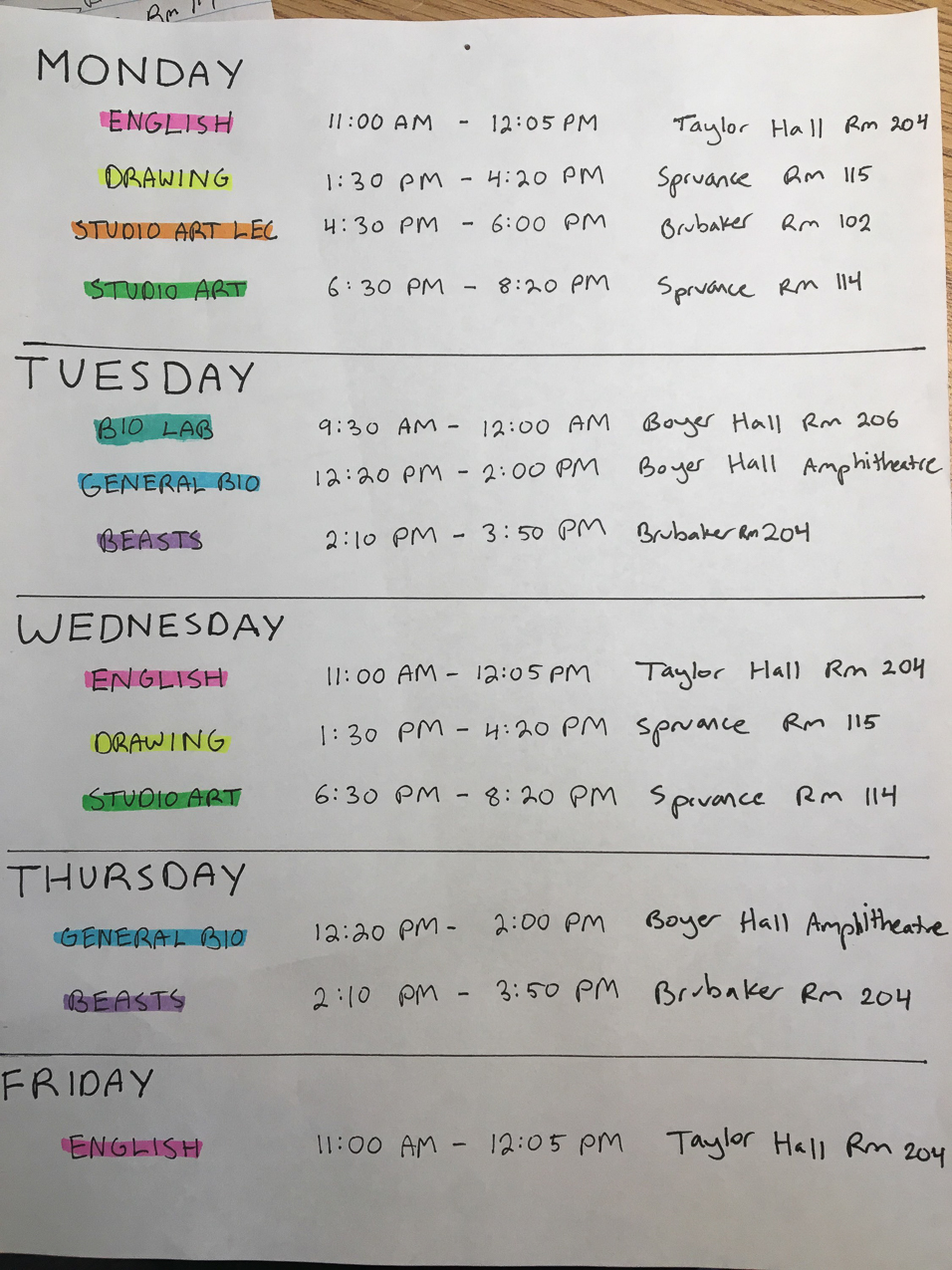 Mary's Schedule at Arcadia is even artfully done.  ~~  