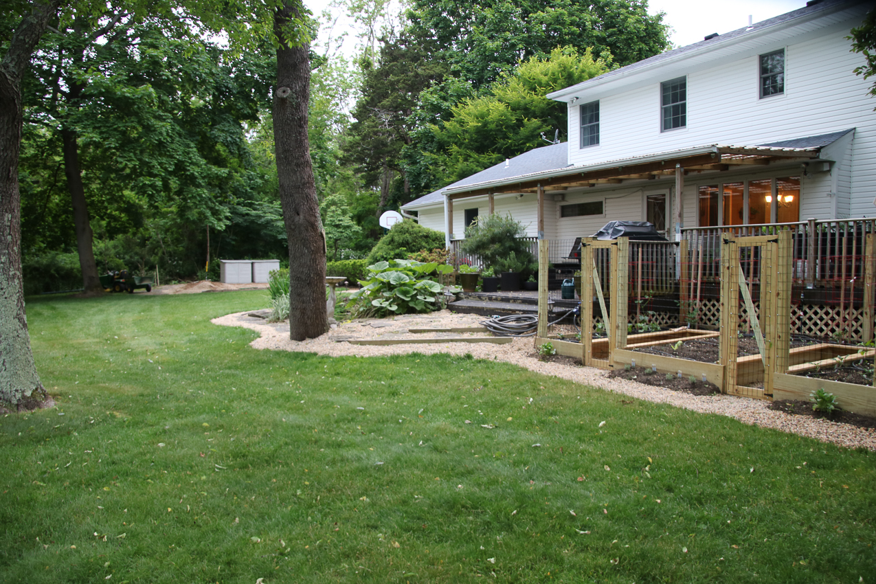 Raised Garden Project 1,230 COVID lockdown  ~~  Garden, Stones, Mulch , Top Soil