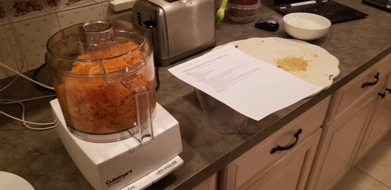 Chef Dad making carrott ginger soup while Gret is in FLA.  ~~  