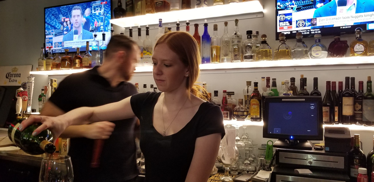 Laura tending bar  ~~  