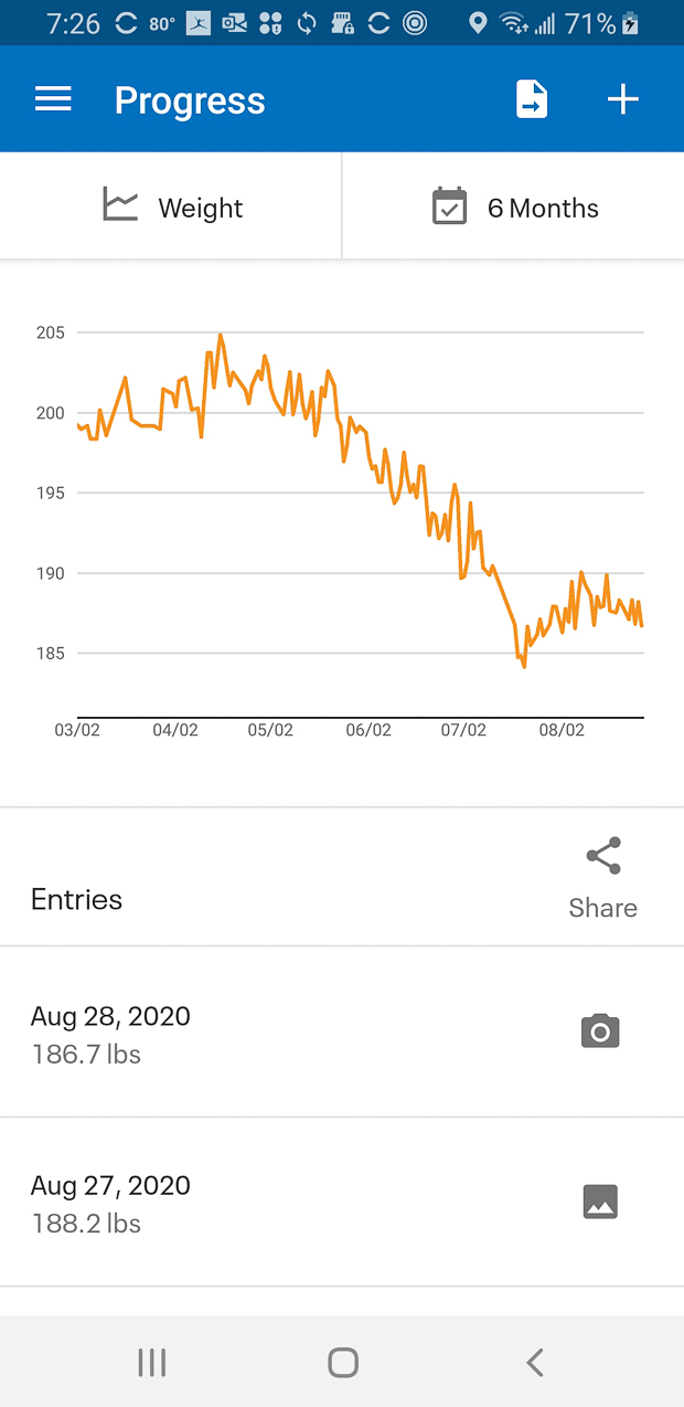 Weight loss to Aug 2020  ~~  