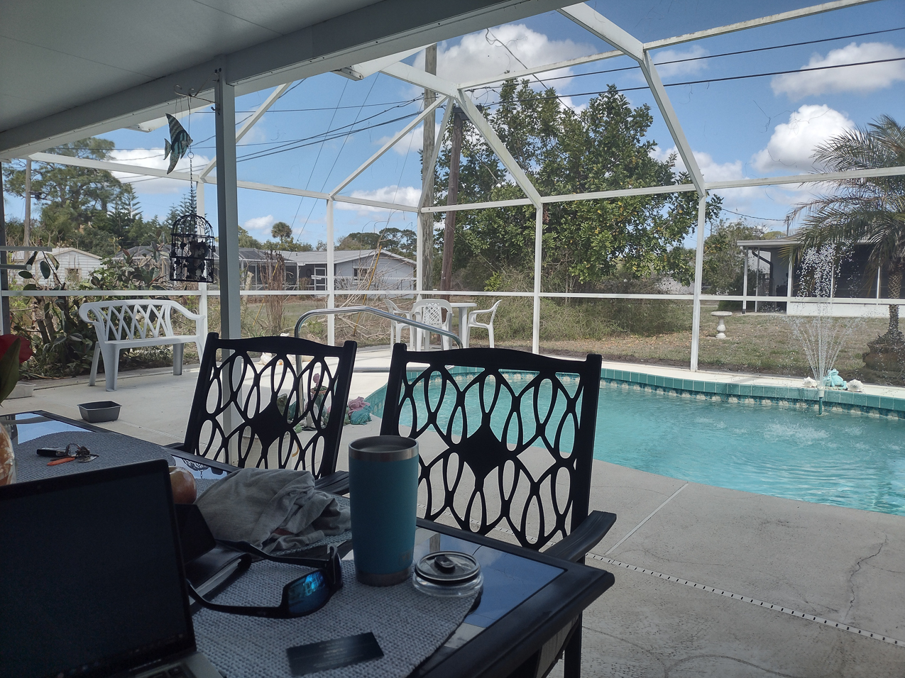 Mom Mom's backyard pool in March  ~~  