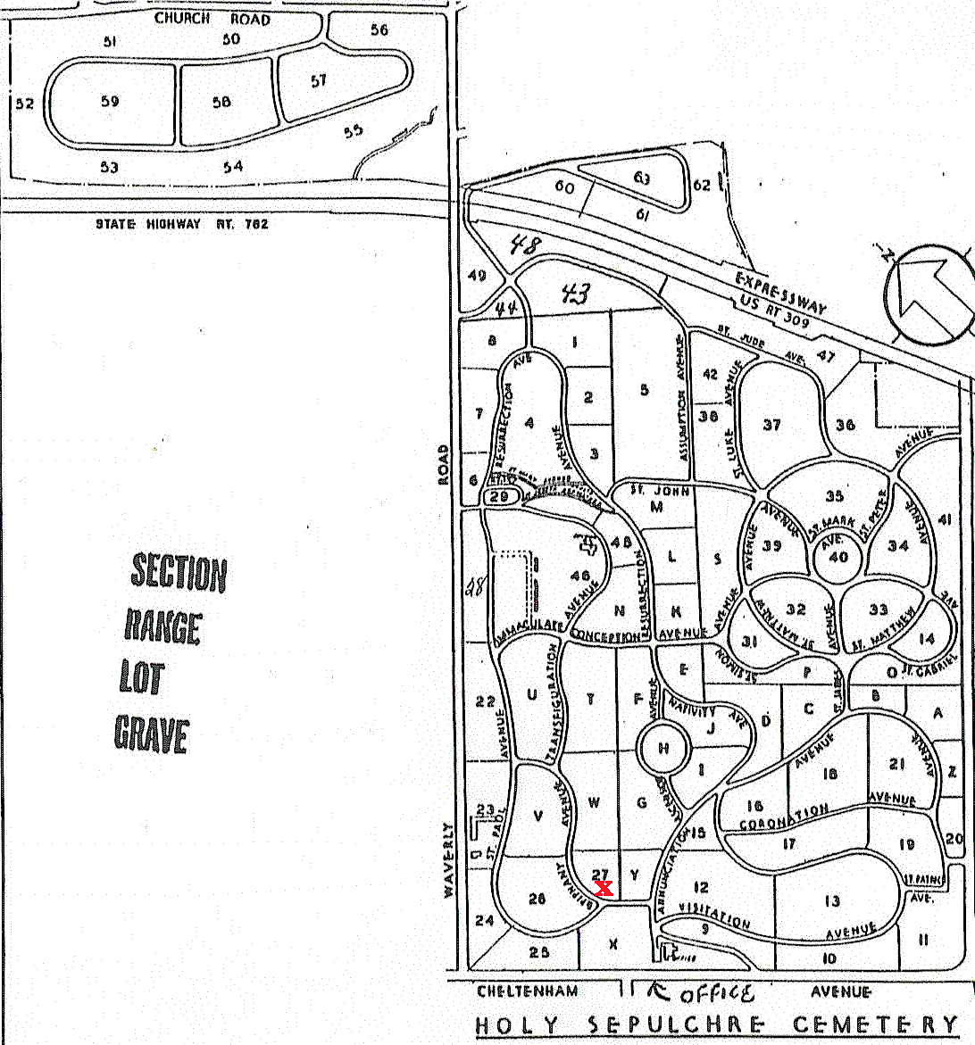 holy sepulchre cemetary plot map  ~~  