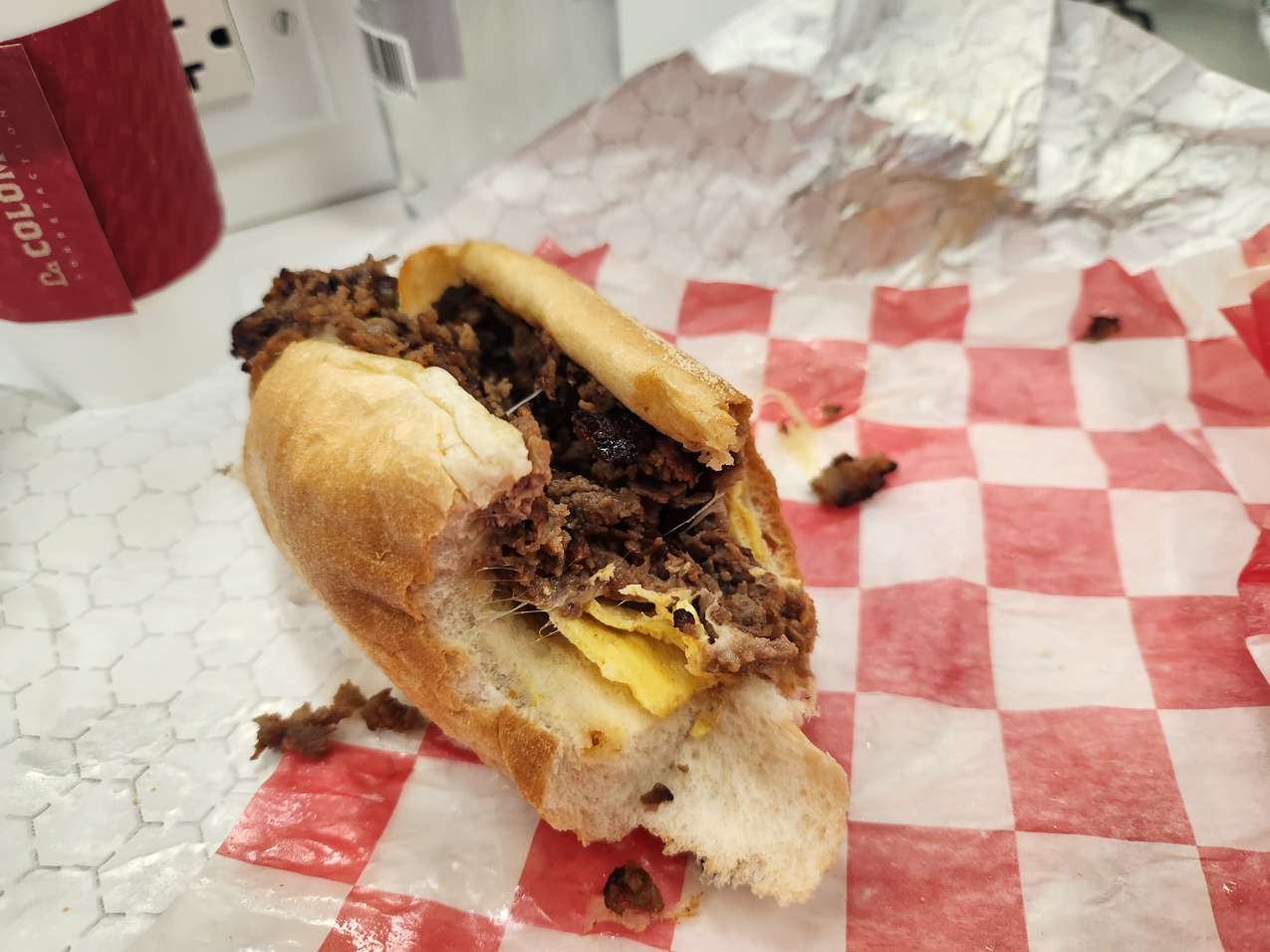 Cheesesteak egg breakfast at the PHILLY Airport  ~~  