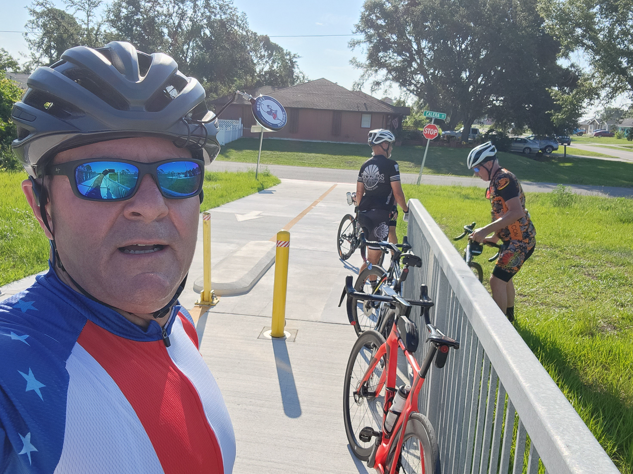 Biking to the North Port Connector.  ~~  We had a little accident