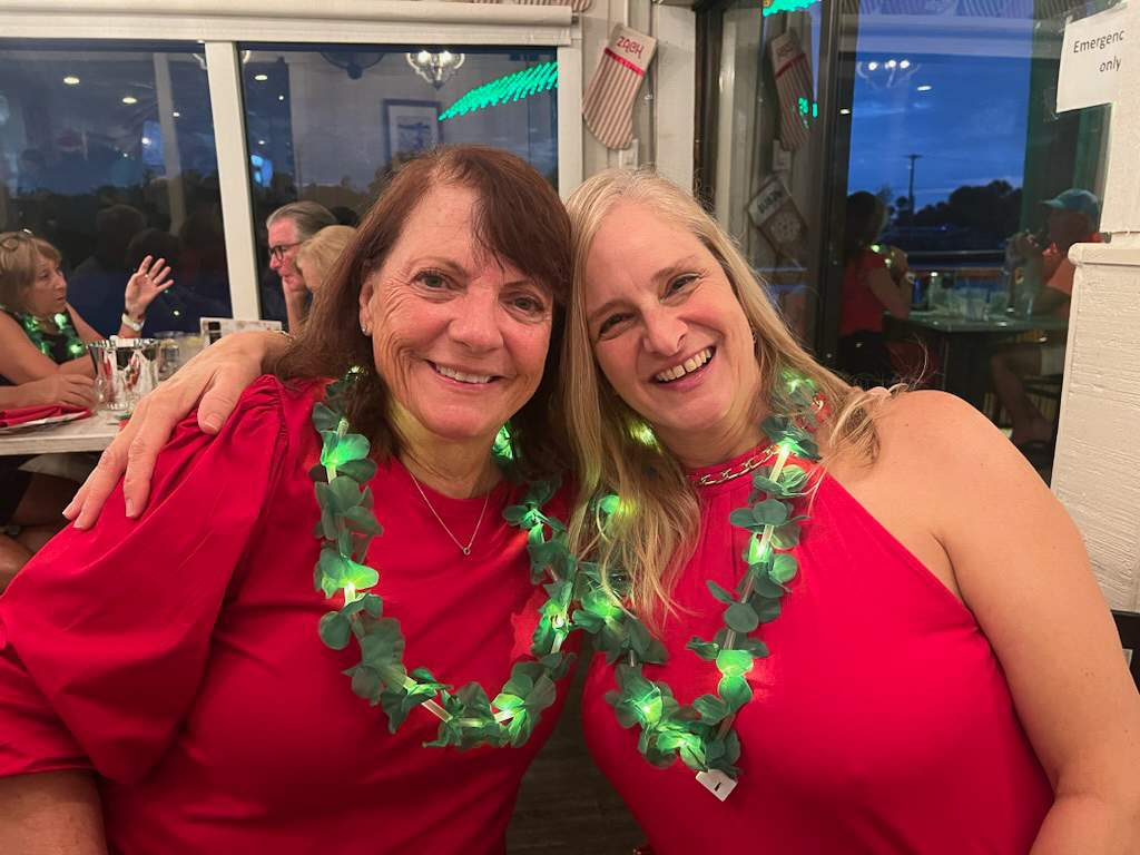 Venice Holiday Boat Parade Dec 2023  ~~  Wihjt Colleen and Jim Capion at Pop Sunset Grille