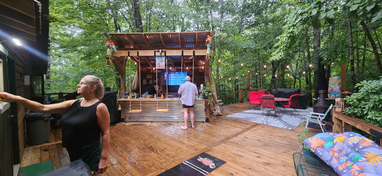 John & Lyd's Christmas in July and MomMom 1 year celebration of life.  ~~  Hanging Dog, in Murphy NC