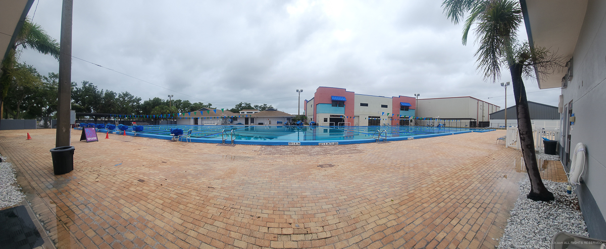 The YMCA Pool on a rainy day in June 2025
