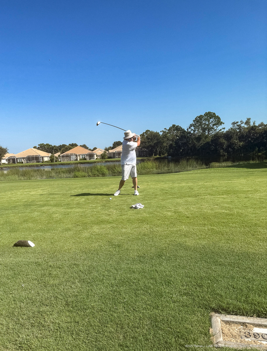 Tommy playing Golf at 66 year old birthday at Pelican Point