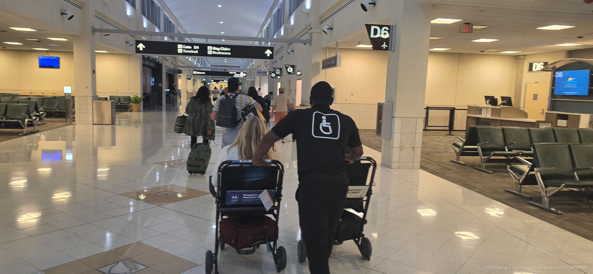 Gret near NYC and through the airport in a wheelchair