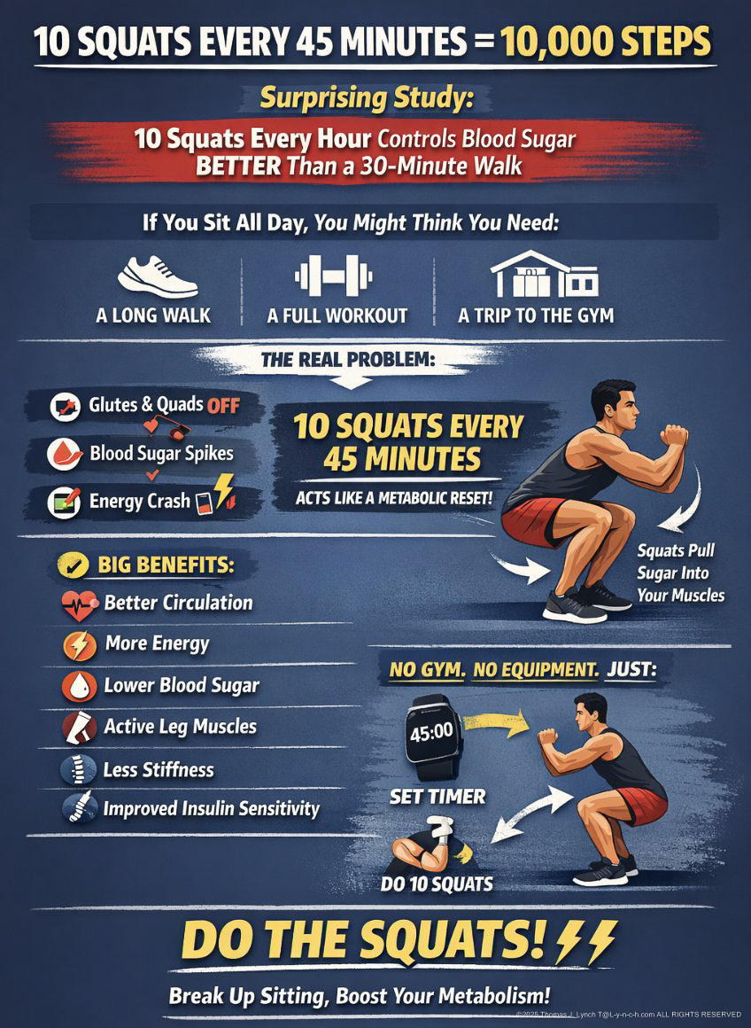 10 squats every 45 minutes