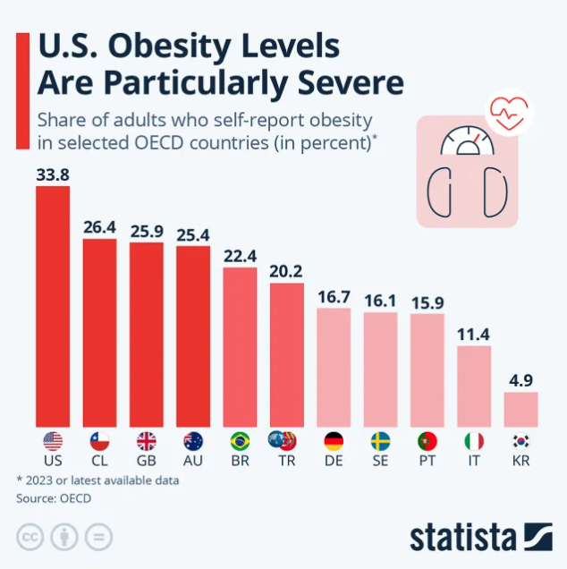 Obesity Levels by Country 2025  ~~  Health and Medical Slides