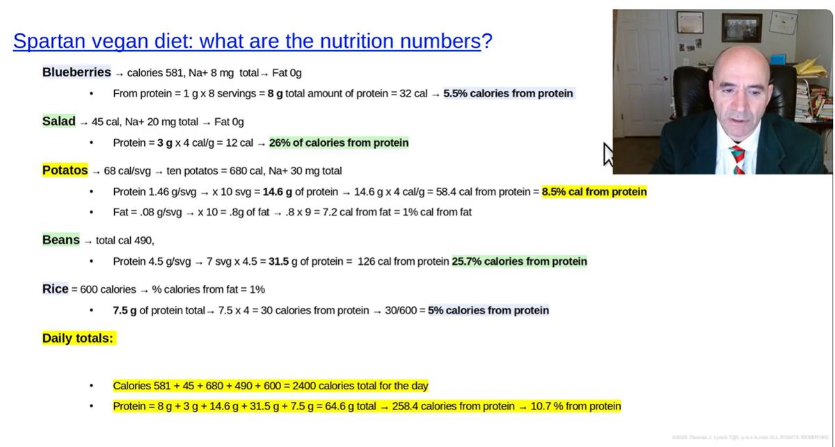 Spartan Vegan Diet - the numbers