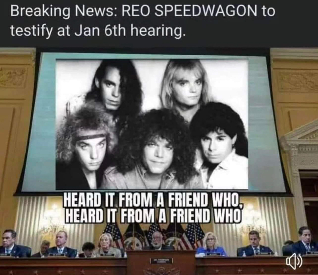 January 6th trial having REO Speedwagon to testify  ~~  