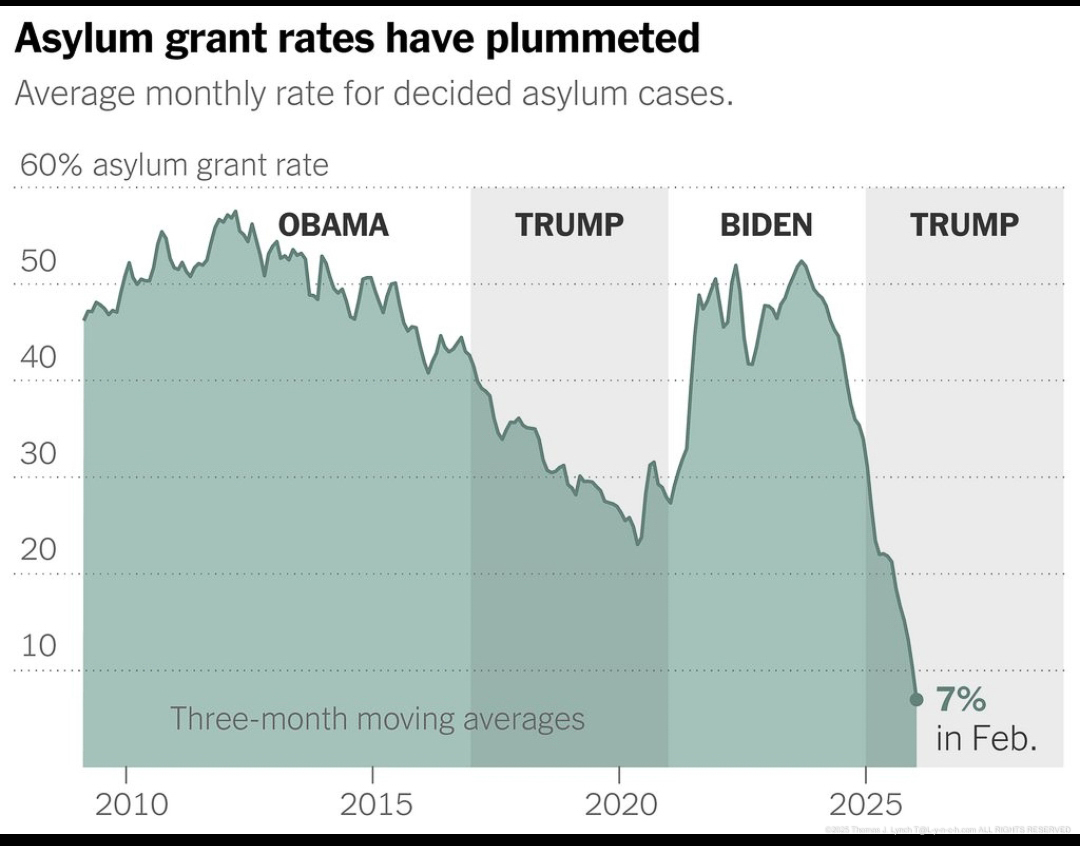 Asylum Grant have PLUMMETED under Trump