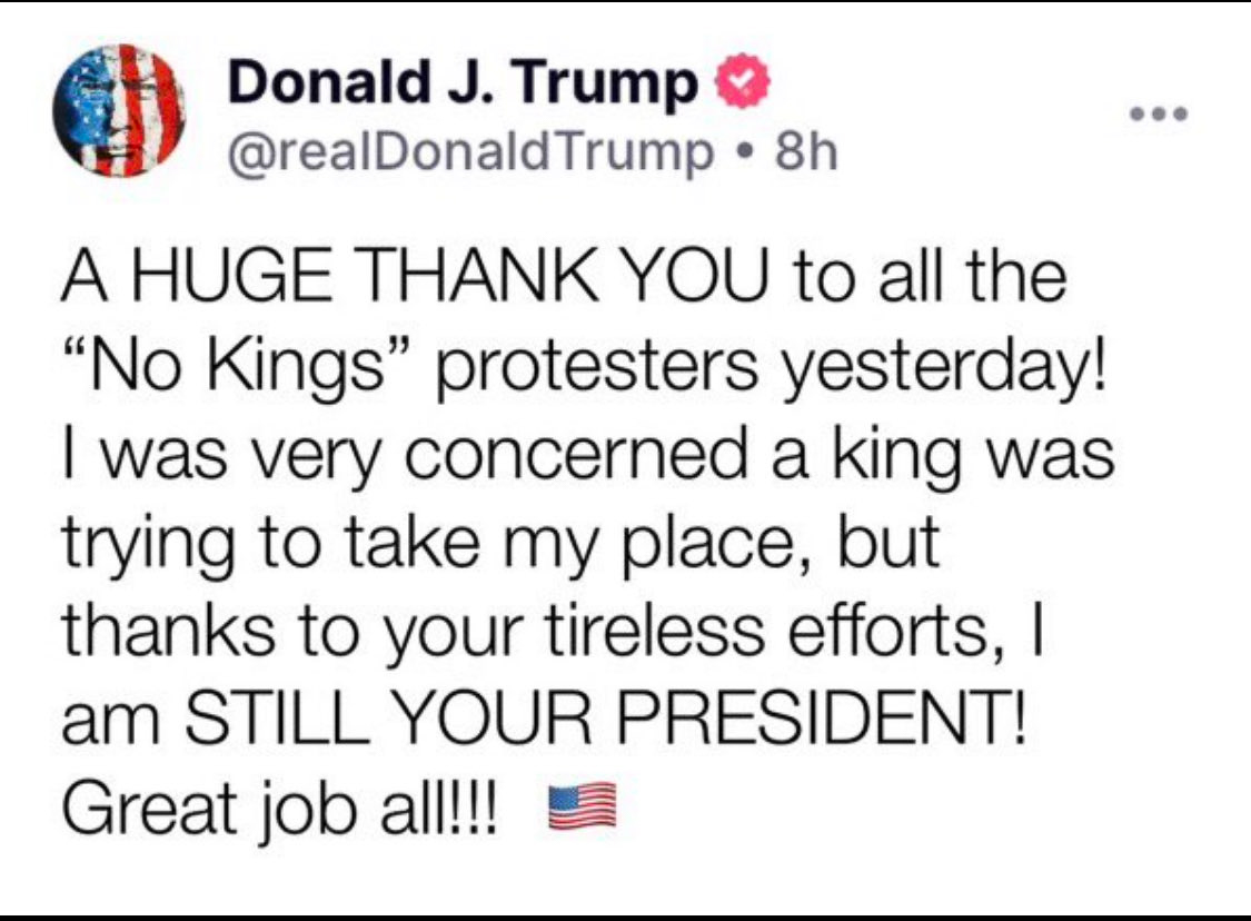 Kings Day Thank you from Donald Trump  ~~  