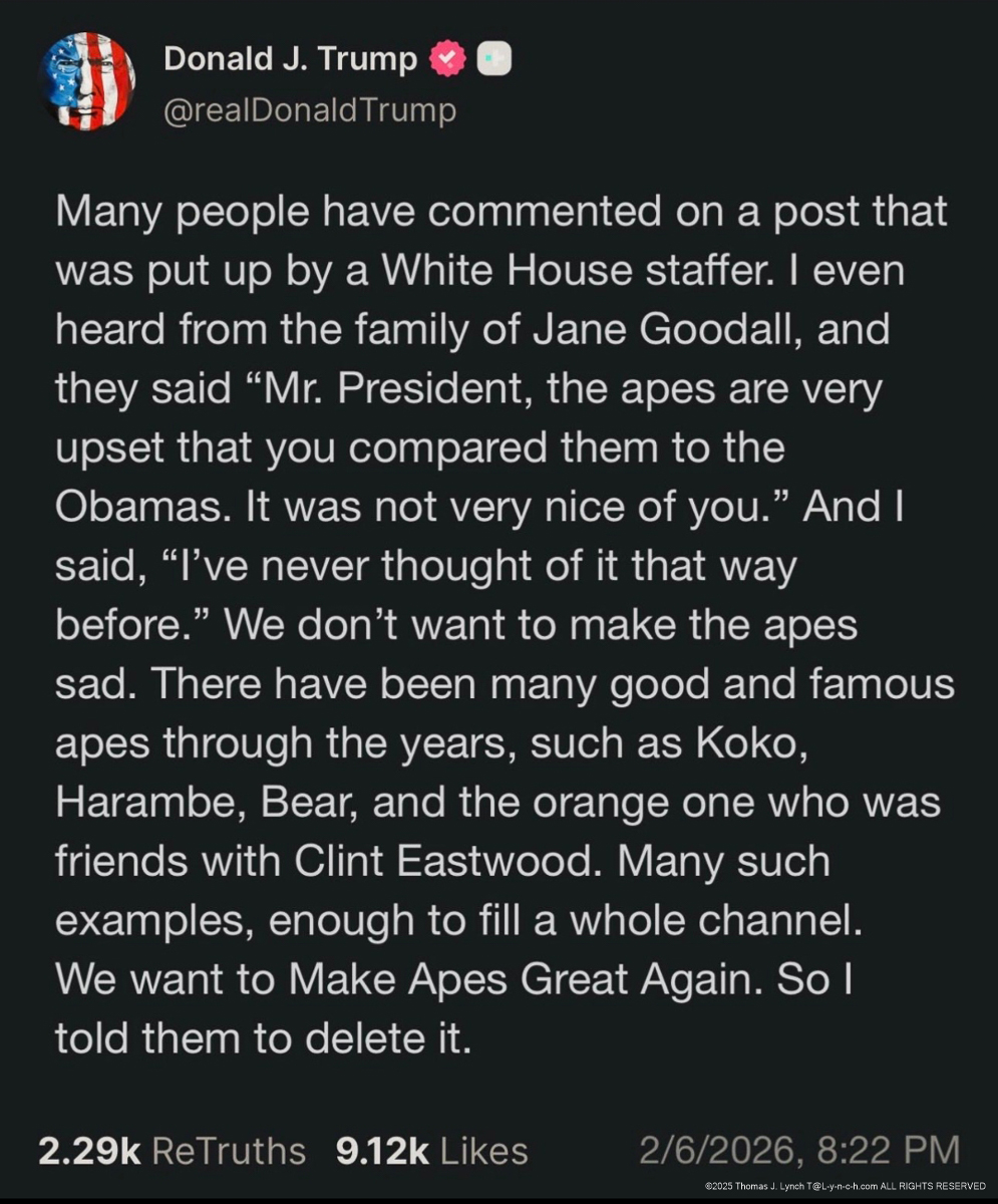 President Trump on the Obamas as Apes