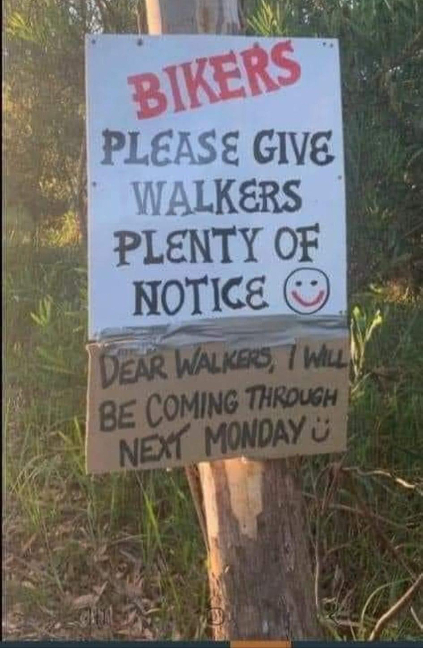 bikers give walkers plenty of notice on Legacy Trail  ~~  