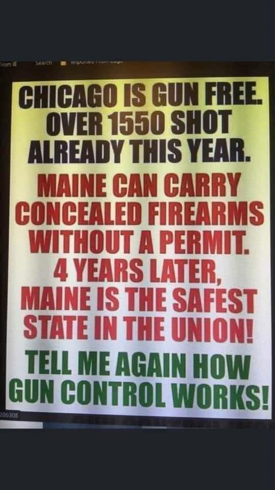 chicago is gun free with the most shot vs maine.jpg  ~~  