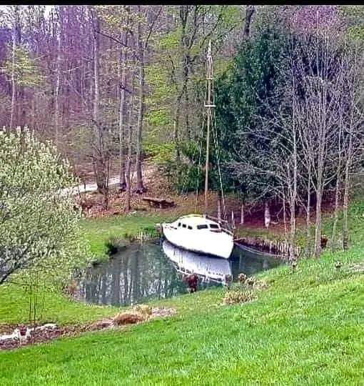 sailboat in a pond  ~~  